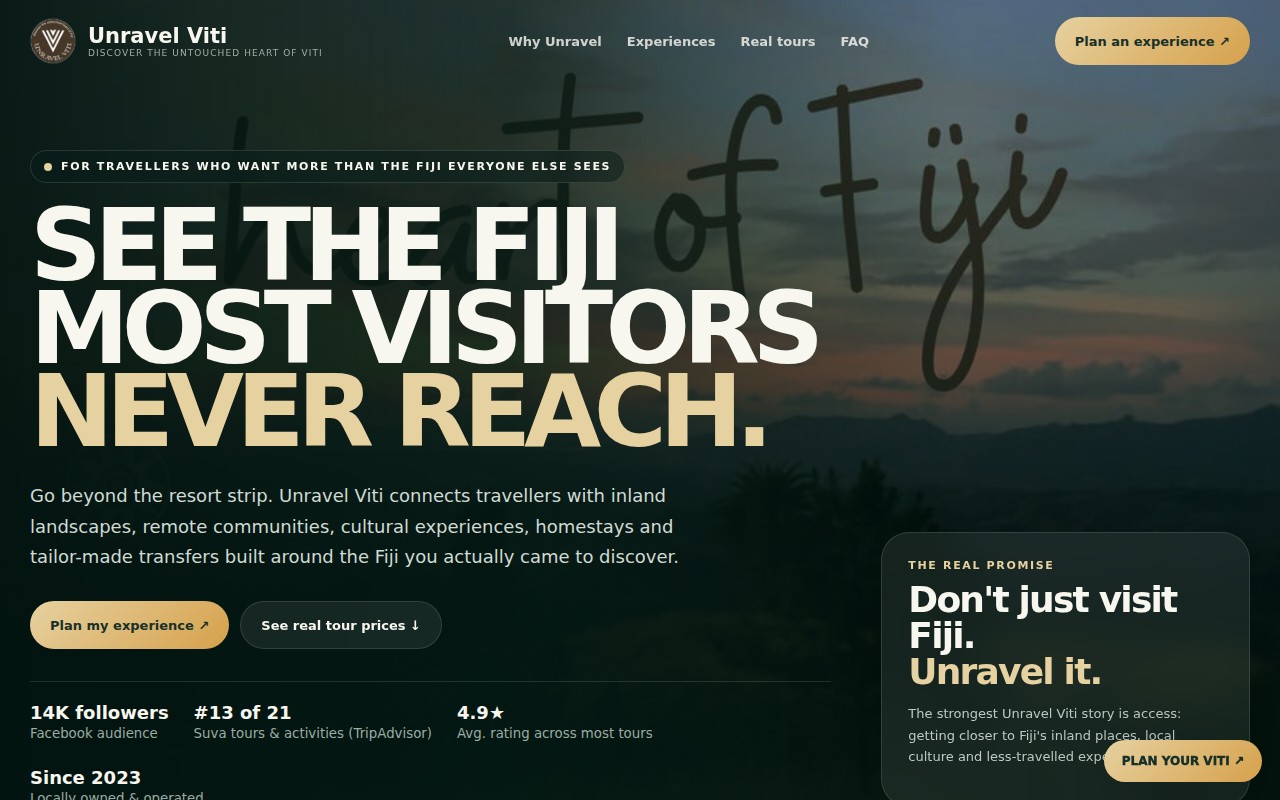 Unravel Viti website